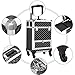 Yaheetech Rolling Makeup Train Case Aluminum Cosmetic Case with Wheels Barber Case Salon Lockable Travel Trolley with Sliding Drawers Removable Divider, Black/Silver