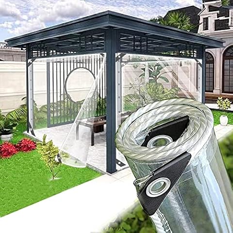 joyvio Transparent Tarpaulin with Perforations, 1.6 X 3m, 0.35mm, Tarps Plant Protection, Rain Screen, PVC, Transparent, Waterproof, Protective Tarpaulin (Size : 2X3M/6.56X9.84FT) Cover
