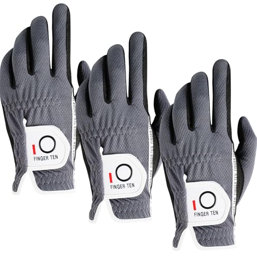 ゴルフグローブ メンズ 3枚セット スウェード調合成皮革 破れにくい 繊維布 メッシュ素材 通気 速乾 耐摩擦性 マジックテープ 多機能 全天候型 ゴルフ用手袋 DGKX-027