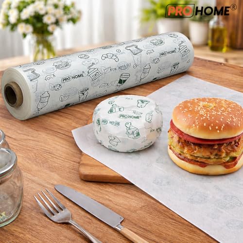 Image of PROHOME 100 Meter Food Wrapping Paper for Roti | Reusable Butter Paper Roll for Kitchen, Baking, Cooking, Packing & Serving | Non-Stick Foil Paper for Food Wrap