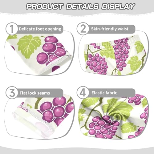 Purple Grape Green Leaf Girls Leggings Soft Stretch Workout Yoga Dance Pants for Kids Casual Tights3