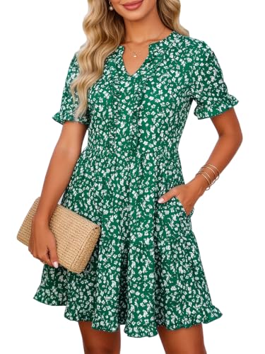 Image of Berydress Womens Summer Dresses 2026 Short Sleeve Babydoll Mini Sun Dress