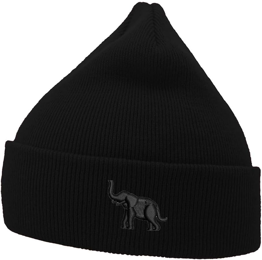 Mens Beanie Knit Hats Elephant Animal Embroidered Unisex Casual Beanies Hats for Winter
