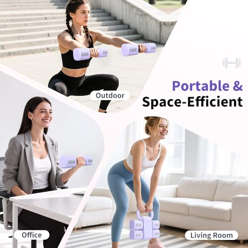 Image of Hezeyferg 2-in-1 Adjustable Dumbbells Set, 4 Levels Weight Dumbbells Set for Women Men, Each 2.2 /3.3 /4.4 /5.5lb Hand Weights with Kettlebell Form for Home Gym Exercise Training