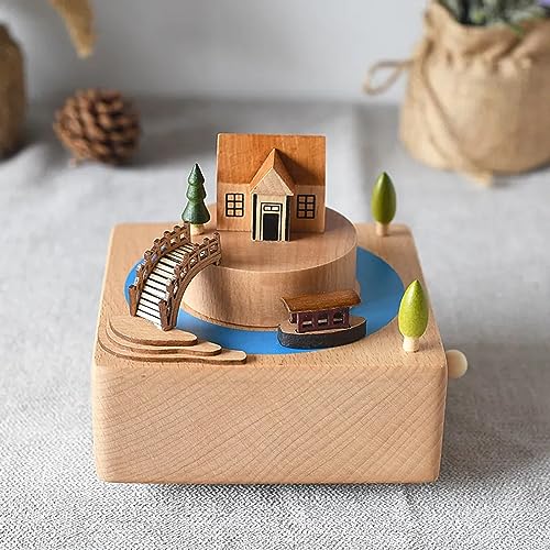 Image of AUGEN Exclusive Music Box Musical Boxes Carousel Children's Boutique Wooden Men and Women Birthday Creative Christmas Valentine's Day Gift Home Decoration (6057-A6)