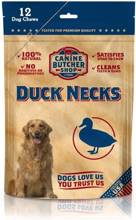 Duck Necks for Dogs, Raised & Made in USA, All-Natural Dog Chews, Treats (Pack of 12)