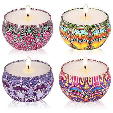 Scented Candles Gift Set with Floral Essential Oil Cover