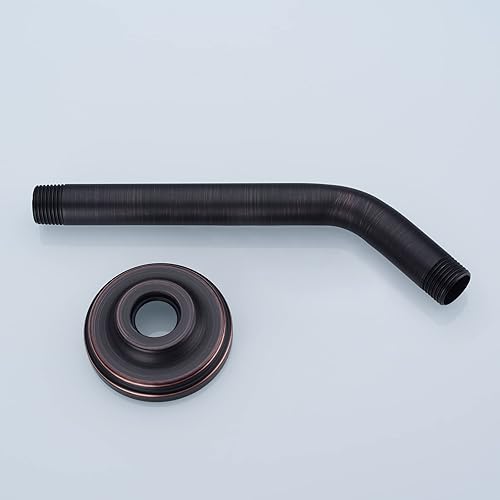 Miniatura 6 de Brazo de ducha en ángulo con brida, montado en la pared de acero inoxidable resistente de 9 pulgadas, brazo extensor de tubo de extensión de cabezal