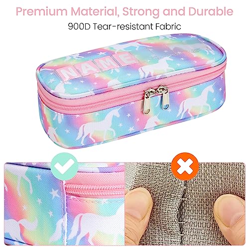 Image of Cambond Pencil Case for Girls - Cute Pencil Cases for Kids Teen Girls Big Capacity Pencil Box Special Pencil Pouch for School with Personalized Letter Cards and Slot, Rainbow Unicorn