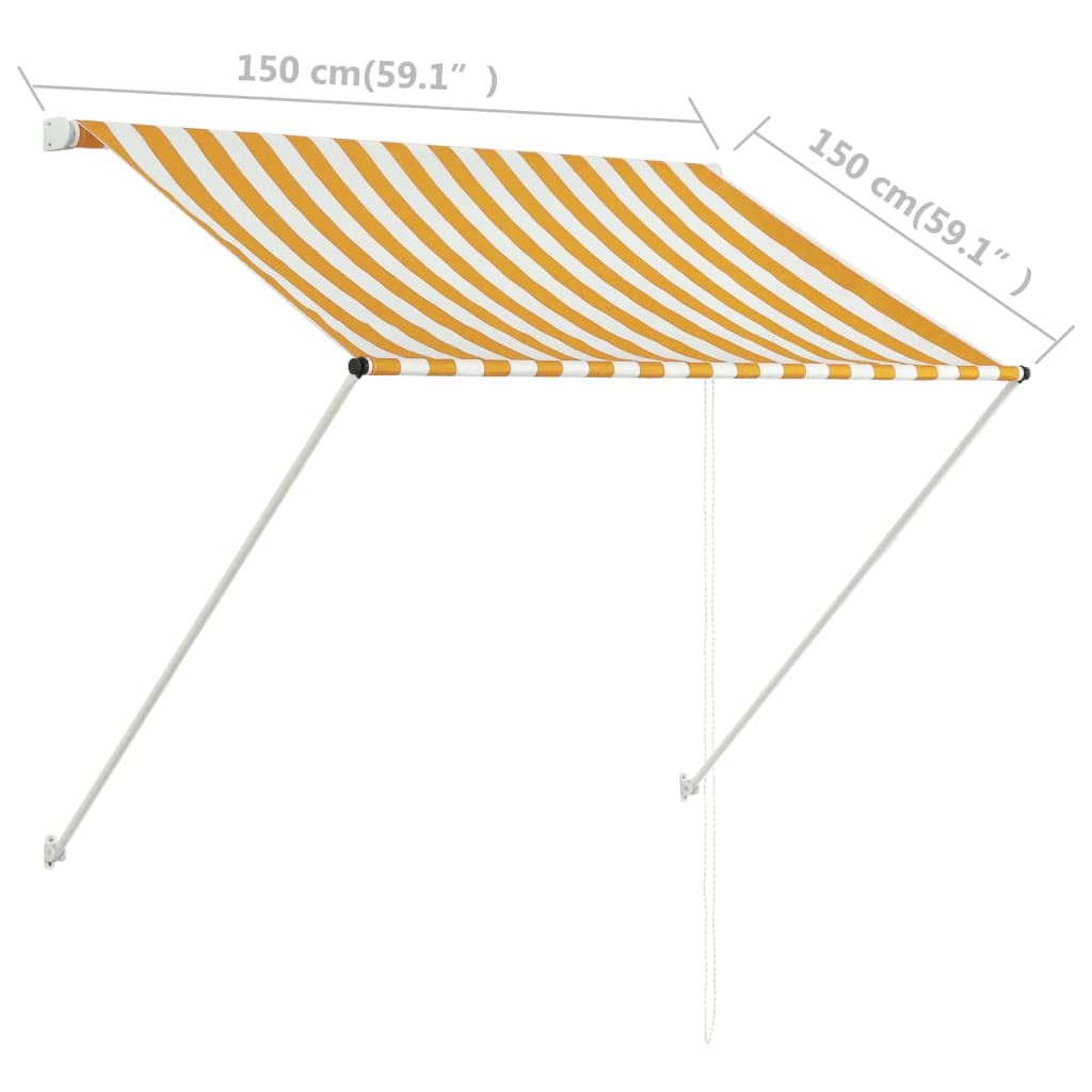 vidaXL Markiza zwijana, 150 x 150 cm, żółto-biała