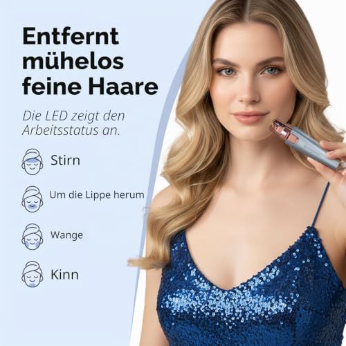 VG VOGCREST Augenbrauen-Gesichtstrimmer 2 in 1 Wiederaufladbare Gesichtshaarentfernung und Augenbrauenrasierer - Gesicht Lippen Körper… – Ansicht 3