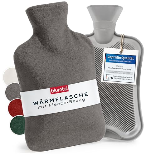 Blumtal Premium Wärmflasche mit Bezug Fleece - Wärmeflasche aus...
