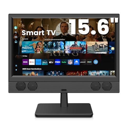 othoig 15.6 Inch Small Smart TV FHD 1080p Compact Smart TV with Built-in Apps WiFi & Bluetooth ATSC Digital Tuner HDMI/USB/AV Inputs 110220V AC Power TV for Kitchen Bedroom RV Camper Truck