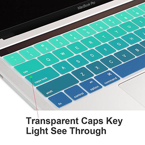 Twol Ultra Thin Silicone Keyboard Cover Skin For Macbook Pro 13" 15" With Touch Bar (Release 2016-2019,Model Number A1706/A1989/A2159, A1707/A1990),Gradient Green #TOP2