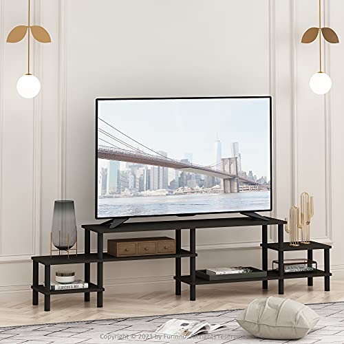 Image of Furinno BESI TV Stand, No Tools Assembly Industrial Style Entertainment Center, TV Console for TV up to 46 Inch, for Living Room, Bedroom, Dark Oak