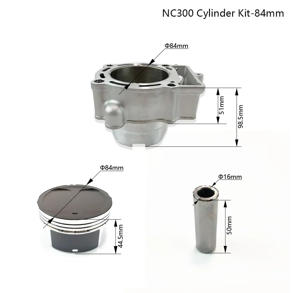 Zespół cylindra NC300 82 mm/84 mm RIK Pierścień tłokowy Silikonowe, odporne na zużycie uszczelki blokowe Zestaw big bore do motocykla Zestaw cylindra do tu(Gasket)