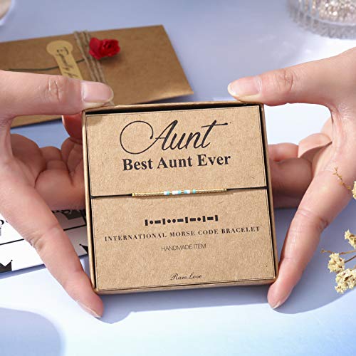 RareLove Best Aunt Ever Gifts Aunt Morse Code Beaded Bracelet Secret Message Jewelry Gift For Her, Waterproof Birthday Mothers Day Gifts for Aunts from Niece Nephew3