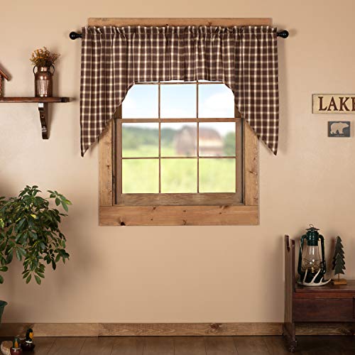 VHC Brands Rustic & Lodge Farmhouse Kitchen Window Curtains-Rory Swag