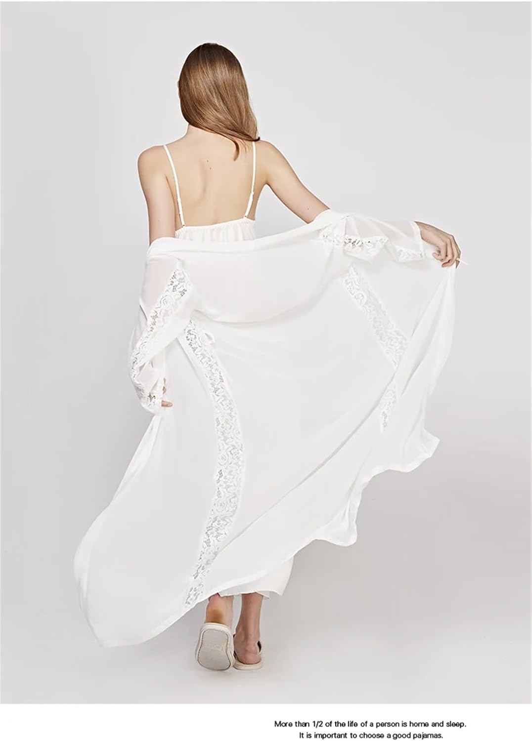 Lady Lace Trim Sexy Wedding Robe Suit Loose Satin Bride Bridesmaid Kimono Bathrobe Gown Mini Sleepwear