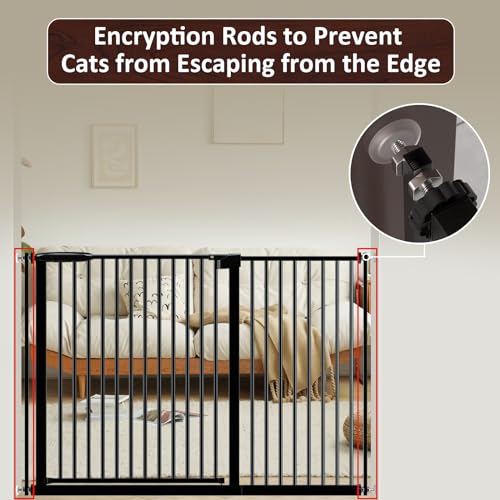 Image of DEARBB Extra Wide Baby Gate Ultra Narrow Spacing 30.11-77.36 inch Pressure Mounted Double Lock Swing Auto Close Walk Through Metal Safety Pet Gate for Stairs and House Doorway Kitchen