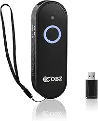 Mini scanner de código de barras 2D sem fio 2.4G e scanner de código de barras Bluetooth, scanner portátil 1D 2D QR Code funciona com iOS Android, iPhone, iPad, tablet, Windows PC POS para loja e armazém biblioteca de inventário