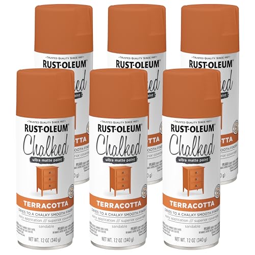 Rust-Oleum Terracotta Chalked All-in-One Ultra Matte Spray Paint | One Coat Coverage | No Primer, Sanding, Or Topcoat Needed | Easy Spray Application | Made in USA | 12 OZ | 6 Pack
