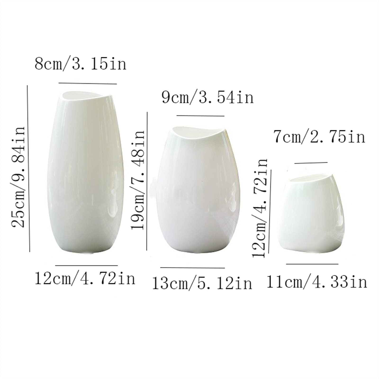 Jarrón Jarrones de cerámica pequeños Blancos Simples Arreglo Flores secas Mesa Decoración Mesa Cultura del Agua Flores Plantas Verdes Florero(Pequeño)