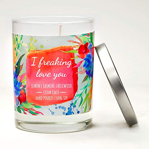 I Freaking Love You – Candle Gifts For Women, Relaxing Gifts For Women, Mother’s Day, Relaxing Candle For Friend, Best Friend, Friendship Gifts For Women, Lemon, Jasmine, Rosewood Scented Candle #TOP4