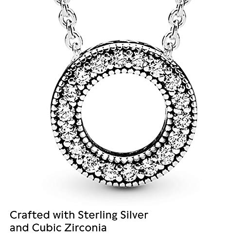PANDORA Hearts of PANDORA - Gift for Her - Cubic Zirconia Necklace in Sterling Silver - With Gift Box - 17.7"4