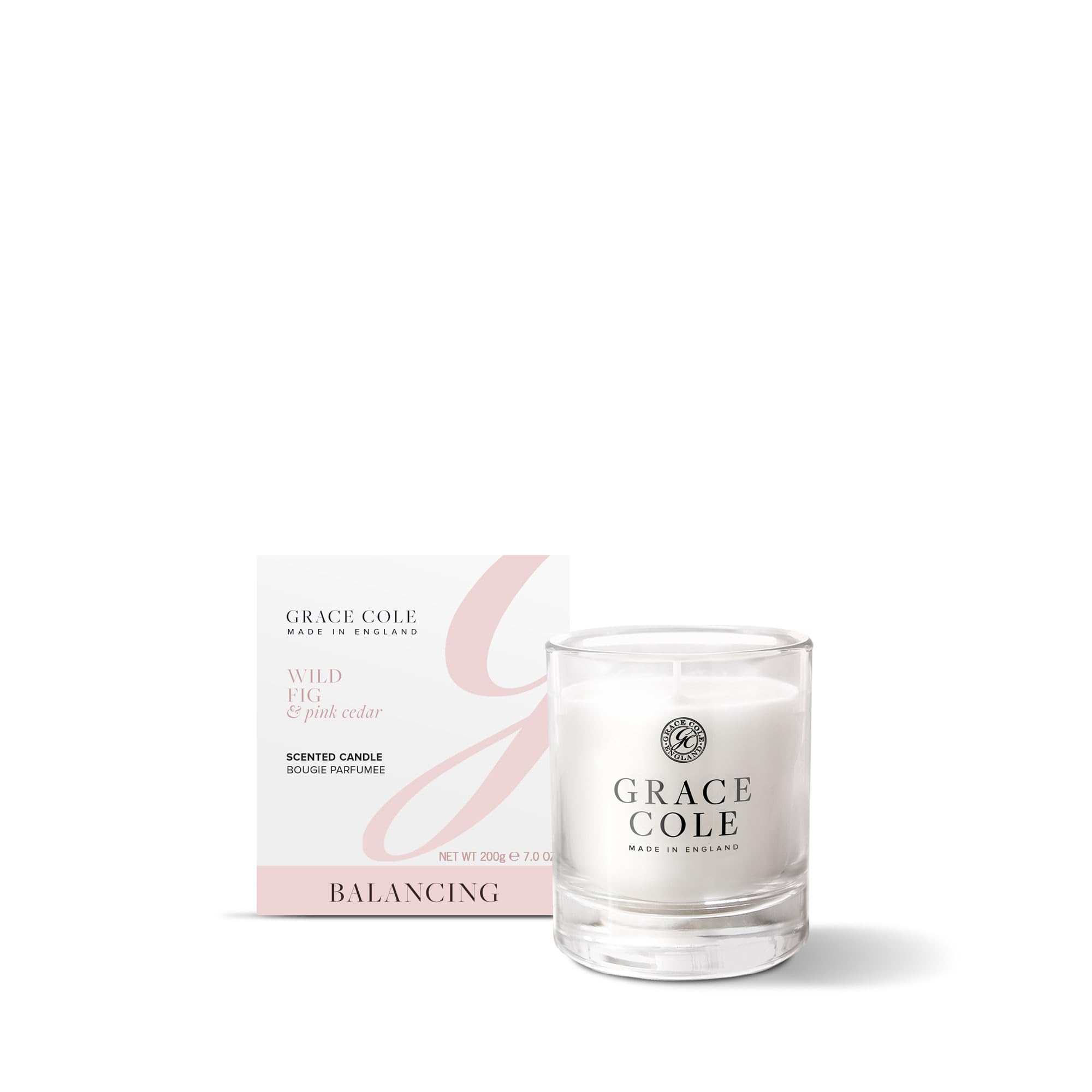 Grace Cole Lussuosa candela profumata al fico selvatico e cedro rosa, fino a 40 ore di combustione, oli essenziali, vegana e cruelty free, senza SLS o parabeni, prodotta in Inghilterra