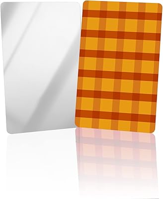 OComster Fall Thanksgiving Day Buffalo Checker Compact Mirror Bulk 4 Pack Card Mirror, Orange Yellow Plaid Backdrop Small Compact Mirror for Purse, Rectangular Handheld Pocket Makeup Mirror