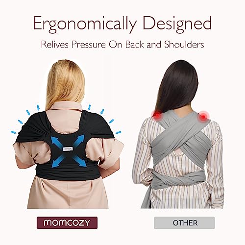momcozy adjustable buckle baby wrap carrier cooling air-mesh easy to wear baby carrier sling baby carriers newborn to toddler 8-35lbs suit for waist 30-47inch regular black