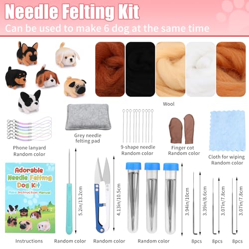 Image of UOOU Needle Felting Kit, Wool Felting Kit with Felting Needles Supplies | Felting Kits for Beginners Adult Includes Wool Roving, Felting Pad, Instruction Manual for Felted Dog Home Decoration