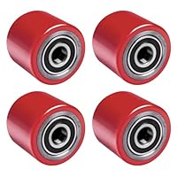4 Stück Hubwagenrollen Polyurethan 80 x 70 mm, Achse 20 mm inkl. Kugellager Rollen für Hubwagen Ersatzrollen, Max. Belastung 600 KG