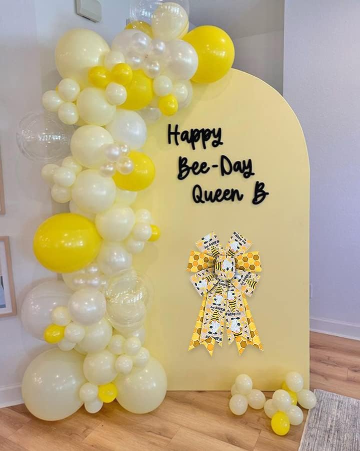 Miniatura 4 de 2 lazos de corona de día de abejorros, lazo de primavera enano a cuadros, tiras amarillas y negras, lazos de arpillera para coronas, lazos de cinta