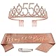 55. Geburtstag Schärpe Krone für Frauen Damen Roségold Kristall Queen Tiara Princess Crown 55th Birthday Schärpe Geburtstagskrone Birthday Party Accessoires 55. Geburtstagsdeko Geburtstagsgeschenk