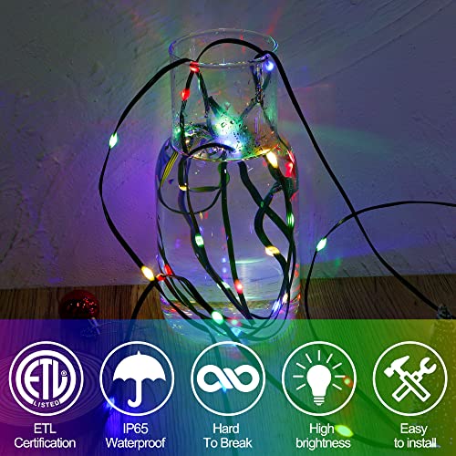 Waterglide Extra Long 328 Ft Fairy String Lights, 1000 Led Outdoor Christmas Lights, Green Pvc Copper Wire Lights, Plug In 8 Modes & Waterproof For Xmas Tree Holiday Wedding Party Decor, Multicolor #TOP2