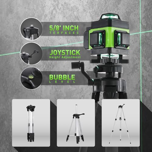 Weytoll Kreuzlinienlaser mit Stativ, 16 Line Laser Level IP54 Wasserwaage, 2400mAh Akku*2, mit Teleskopstativ für Verlegung Bodenfliesen, Installation Trennwänden Kreuzlinienlaser Grün kit