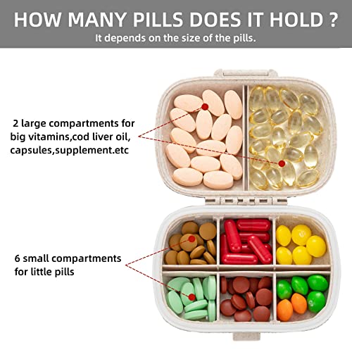 Image of Cute Pill Organizer Small Bling Pill Case for Purse Medicine Vitamin Container Holder Daily Pill Box Container for Women Travel Medicine Kit(Peach)