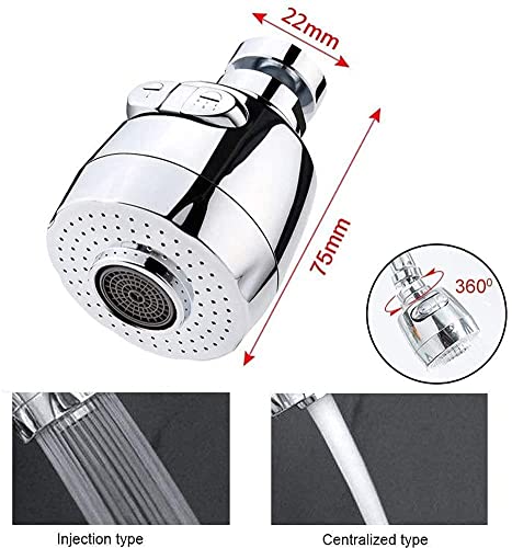 Image of 360 Degree Swivel Faucet Aerator Deluxe Water Saving Faucet Sprayer Water Saving Bubbler Pressurized Faucet Filter Kitchen Accessories 2 Modes (Faucet Head - A - 2)