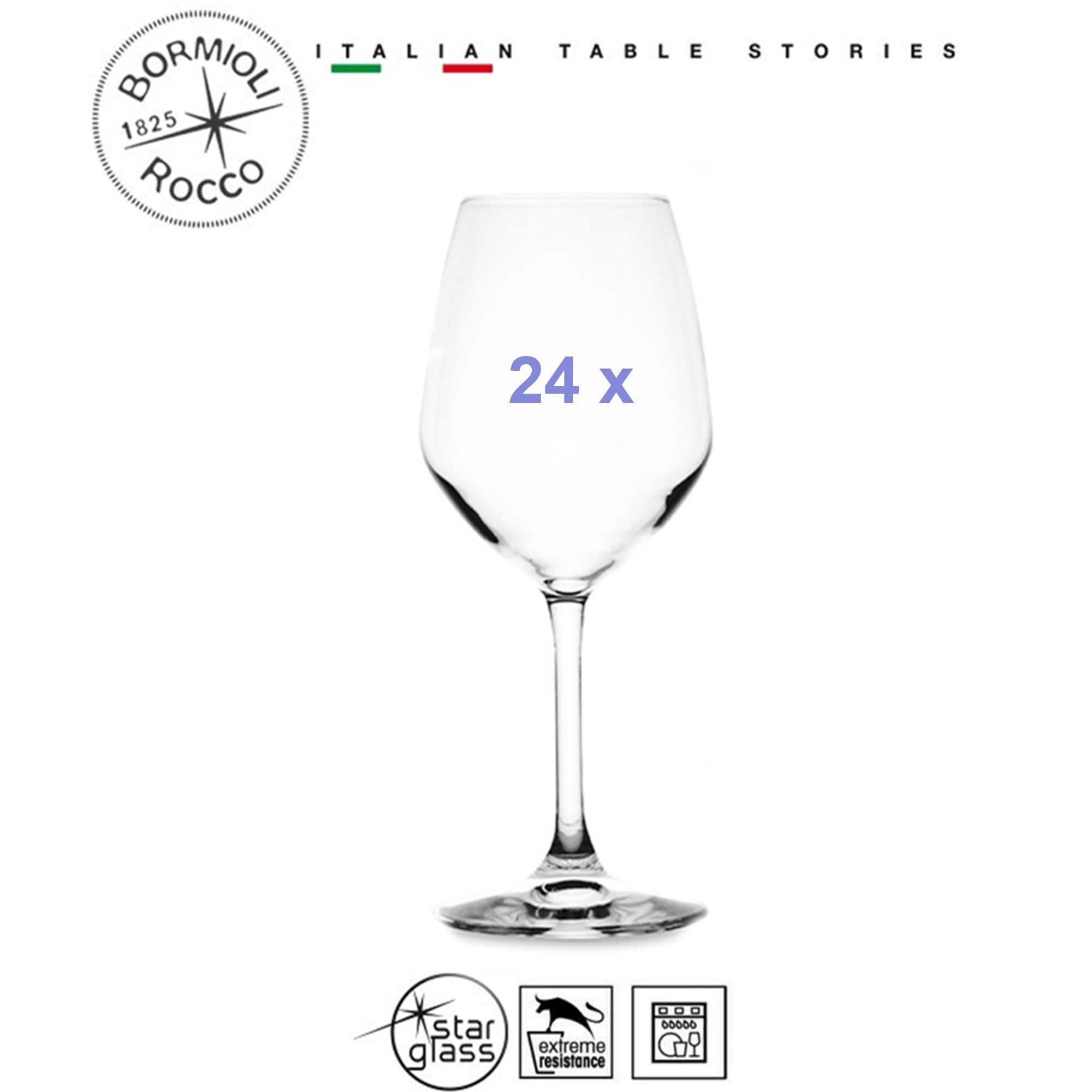 Servizio Bicchieri, Set 25 Pezzi, Set Calici Vino Bianco Mod Divino Con Cavatappi In Acciaio Inox San Filippo