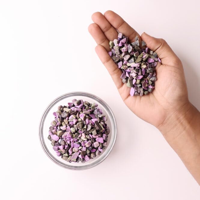 Image of Natural Stichtite Crystal Chips Stone 50 Gm for Reiki, Meditation, Vastu & Feng Shui | Polished Gemstone Chips for Home Decor, Jewellery Making, Resin Art & Craft