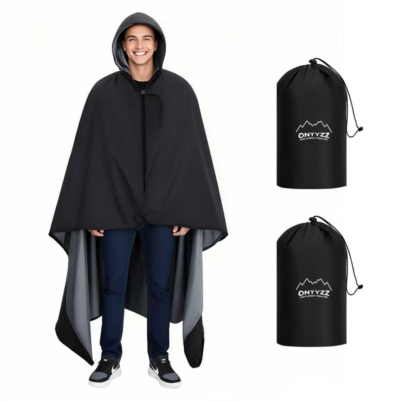 Couverture Camping Thermique 150 x 200 cm Ultra-légère Chaude Couvertures D'extérieur Sac Couchage Imperméable Coupe-vent Poncho pour Caravane Voiture Voyage Stade Concerts Randonnée Pique-nique
