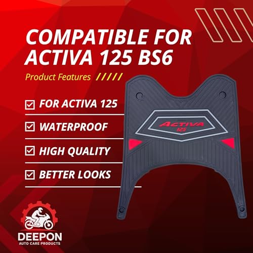 Image of DEEPON Scooter Floor Mat for Activa 125 /Activa 6G - Red & Blue Custom-Fit Waterproof, Anti-Slip Rubber Footboard Mat | All-Weather Protection