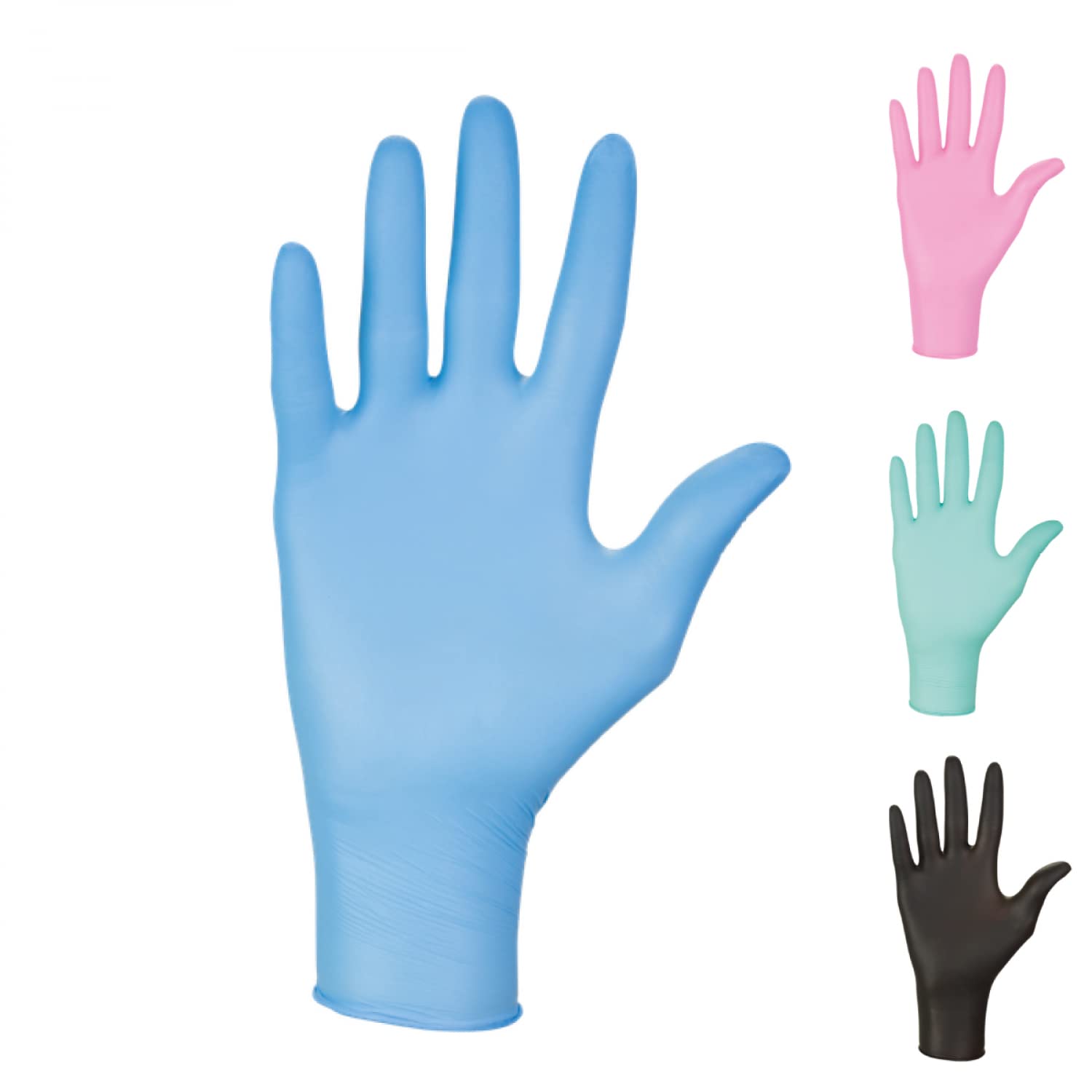 Vivezen - Lot de 5 boites de 100 gants nitrile jetables - non poudrés - Plusieurs tailles et coloris
