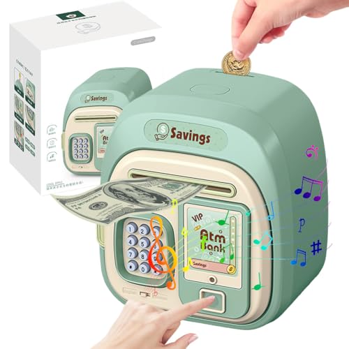 Hucha electrónica infantil de 3 a 12 años, Hucha para niños, caja fuerte electrónica con incrustación, con música, digital, caja fuerte para niños, con código de juguete, hucha de plata ATM regalo