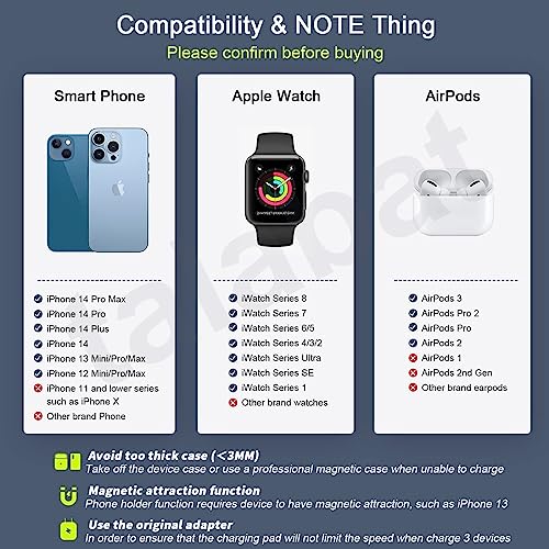 Image of 2023 New (Pack of 2) 3 in 1 Magnetic Travel Wireless Charging Station Multiple Devices, 3 in 1 Charging Station, Compatible with i-Phone 14 /13 /12 /Pro /Max,iWatch,AirPods 3 /2 /Pro