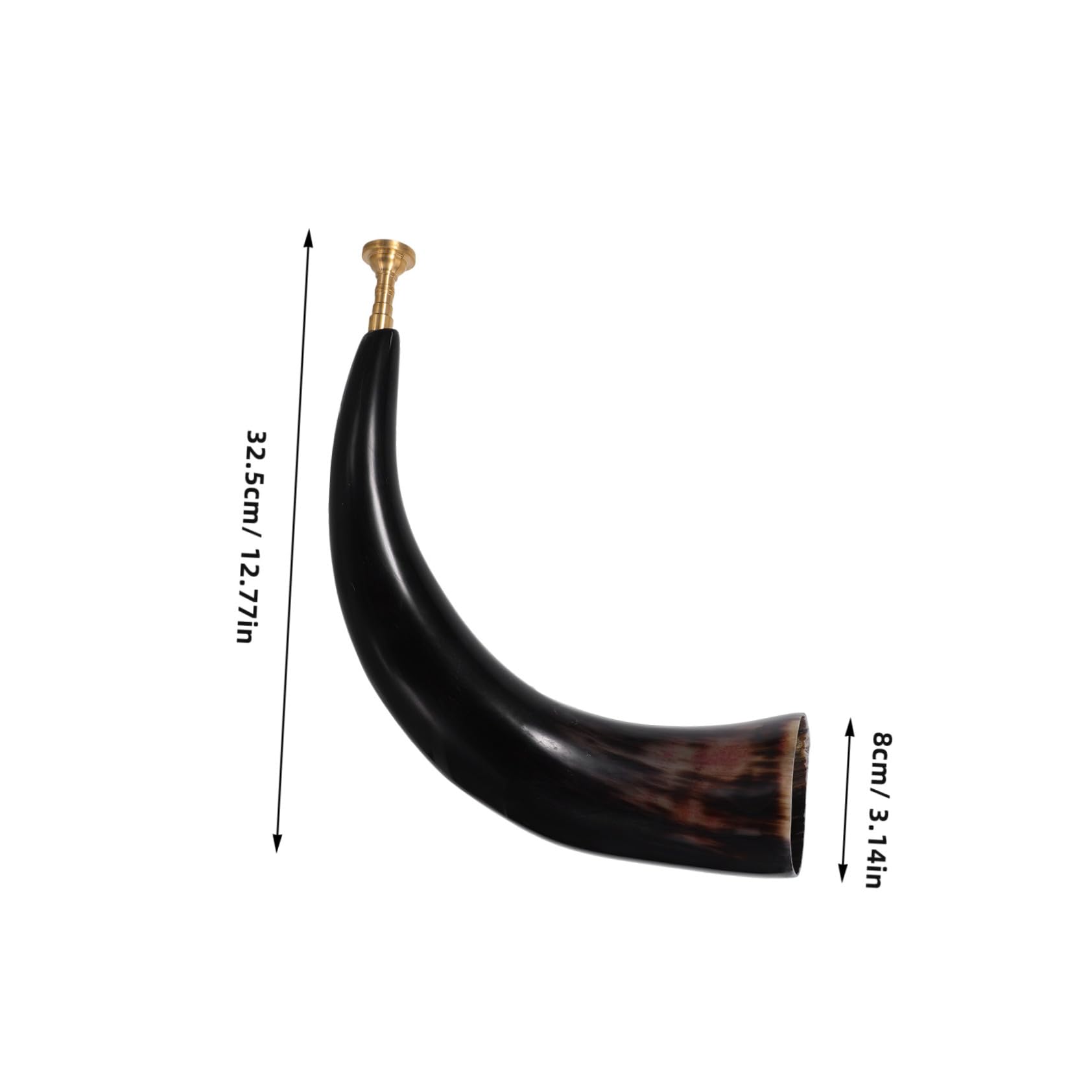 Corno Vichingo da Suonare in Bue Naturale Inserti in Metallo | Nero, Leggero, Proiezione, per Spettacoli, Cosplay Halloween, Feste Pirate, Allestimenti Rustici all'Aperto