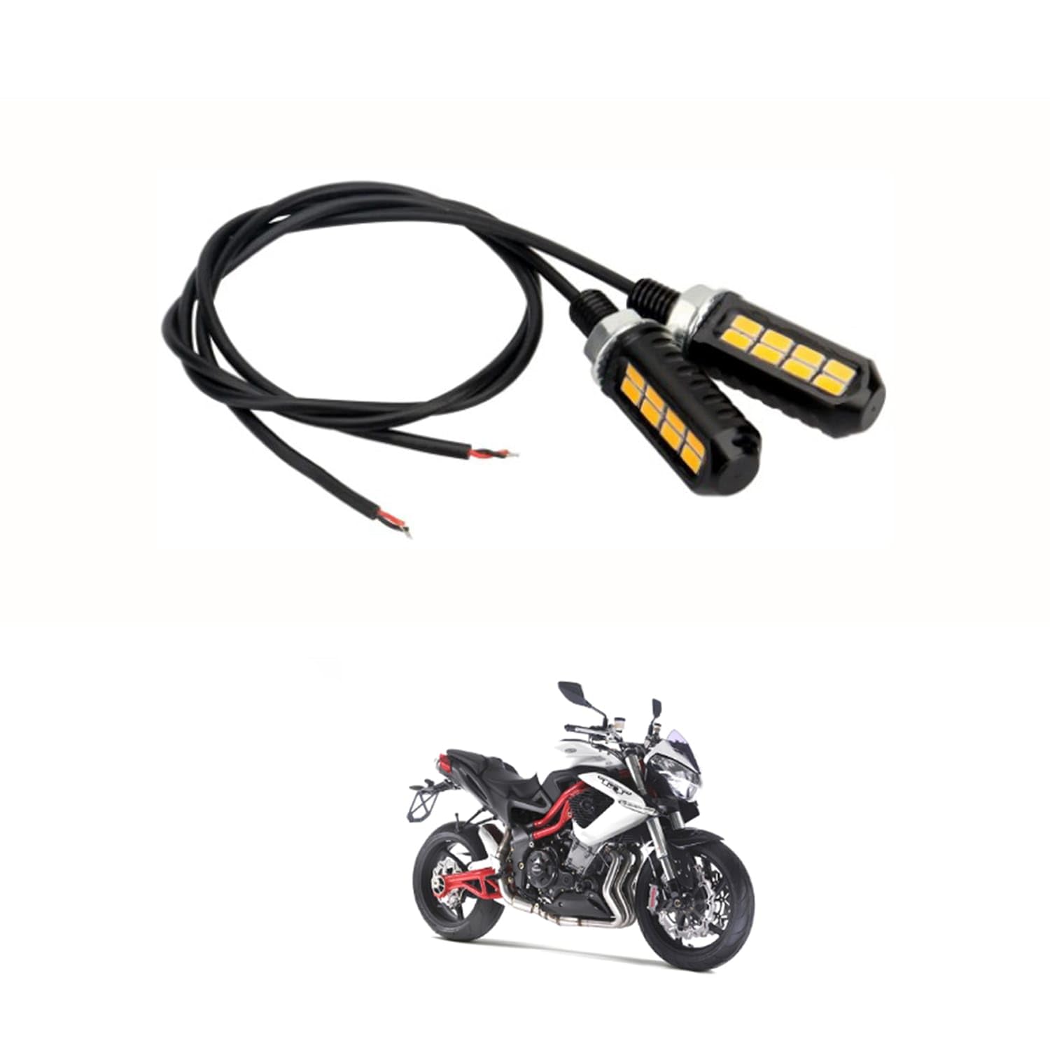 PRIKNIK 8mm CNC 8LED Mini Motorcycle Turn Signal Lights – 12V Amber Indicator, License Plate Light, LED Taillights (Pack of 2) Compatible With For-Bike-For-Bike-picture-36