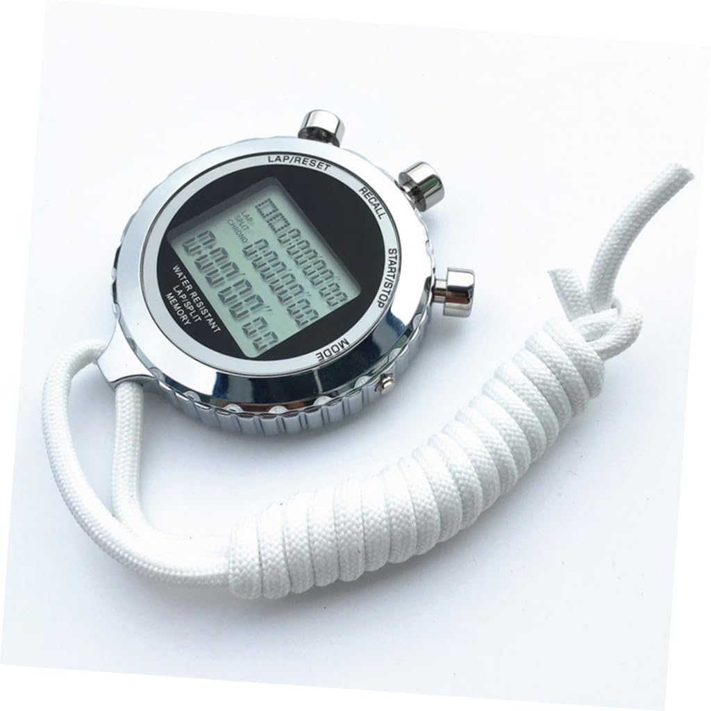 Cabilock Cronómetro Digital con Cronógrafo LCD y Temporizador Digital de Acero Inoxidable 3 Niveles y 30 Pistas y Adecuado para Entrenamientos y Cocina para Entrenamientos Cocina